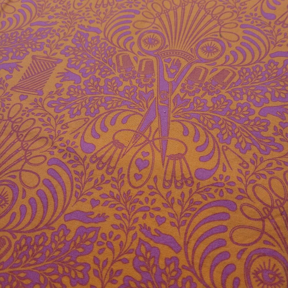 Kitsch Orange and Magenta Scissor Eyes Tula Pink Fabric